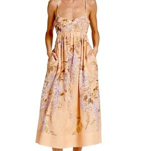 Zimmermann Rosa Linen Midi Dress - Backless, Bustier Top - Zimmermann Size 4 NWT